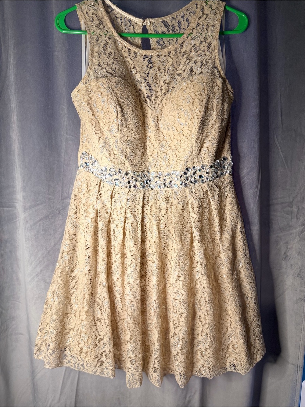 Windsor Cream Lace Mini Dress with Beaded Waist